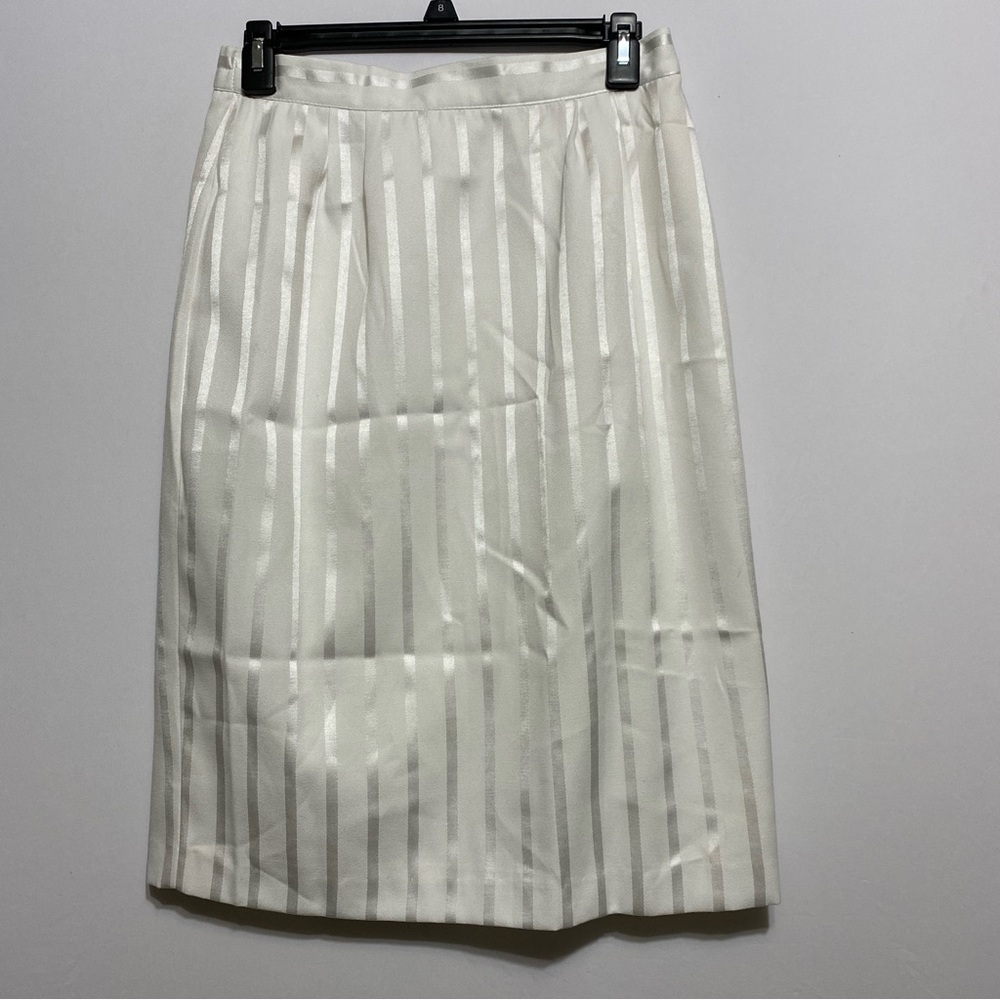 Vintage White Midi Pencil Skirt With Back Slit & Lined Sz 10